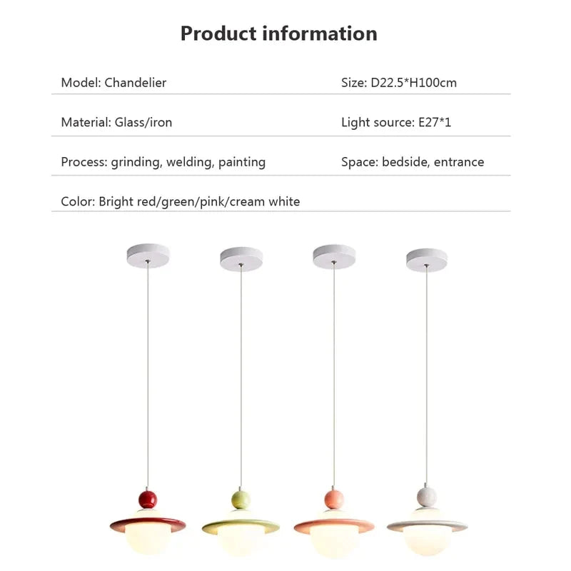 Afralia™ Nordic LED Planet Macaron Pendant Light for Home Indoor Decor