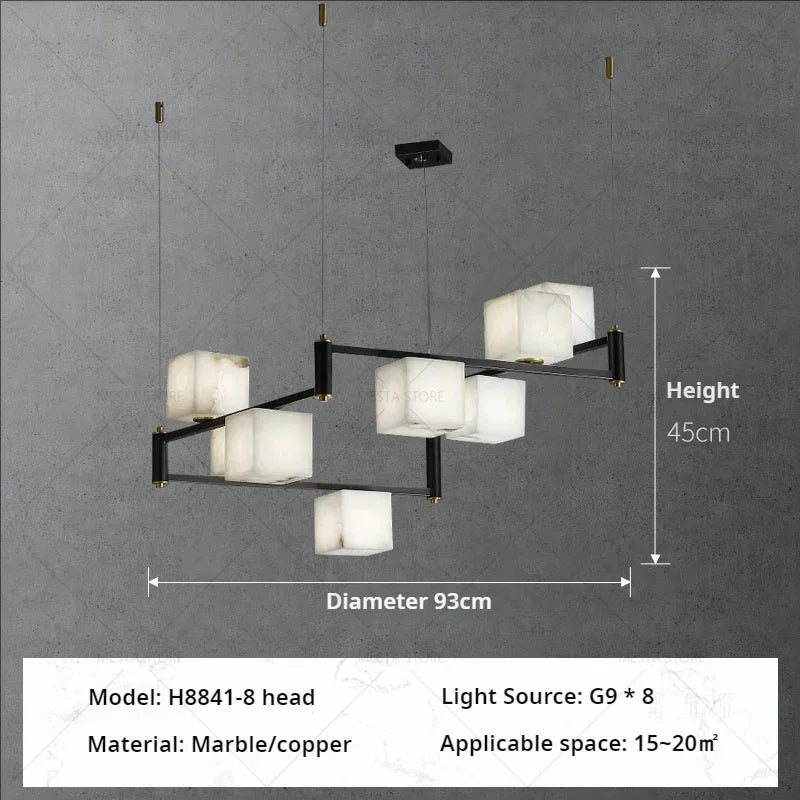 Afralia™ Marble Copper Chandelier for Bedroom Living Room Restaurant Atmospheric