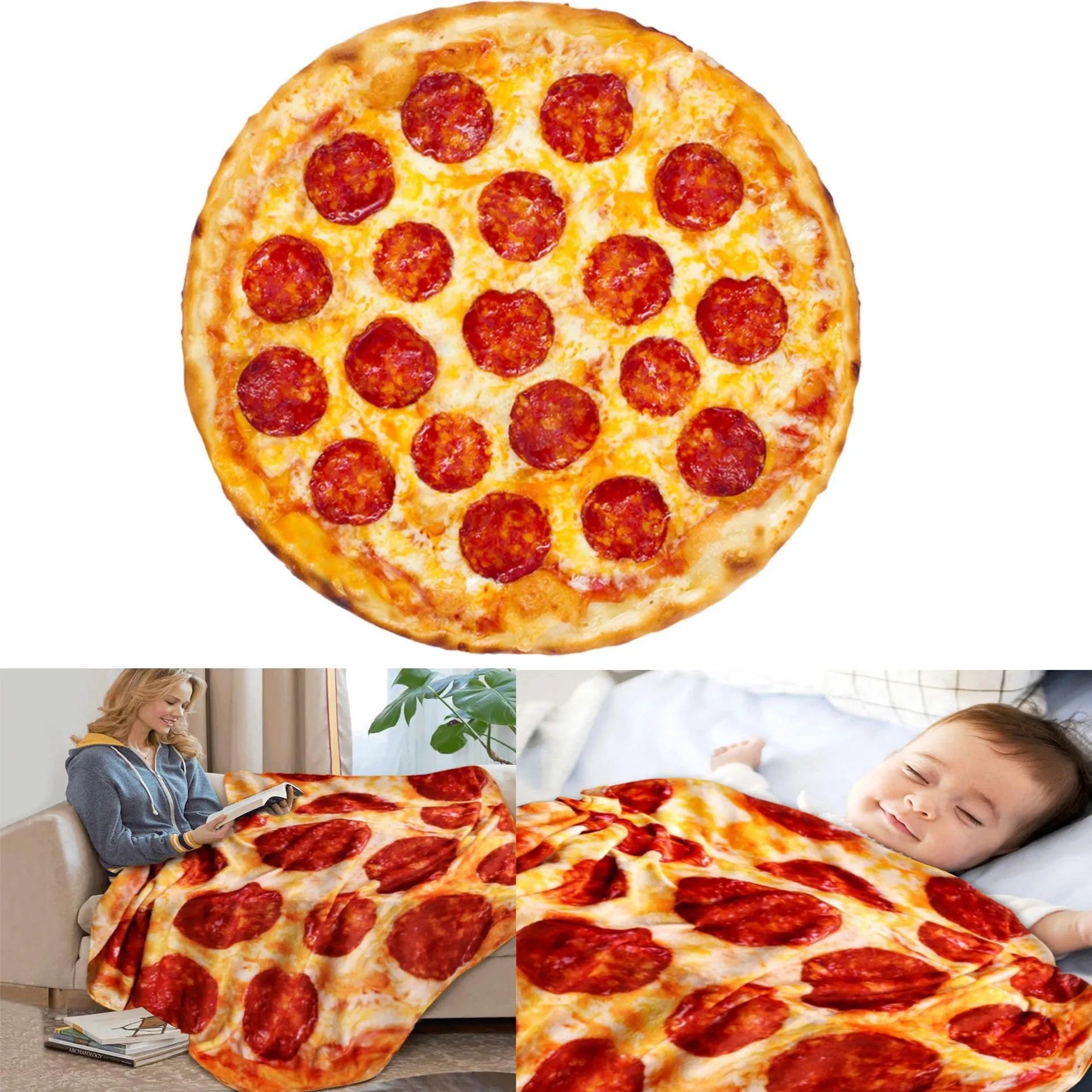Afralia™ Pizza Flannel Blanket: Warm, Cozy, Pancake Printed for Travel and Home.