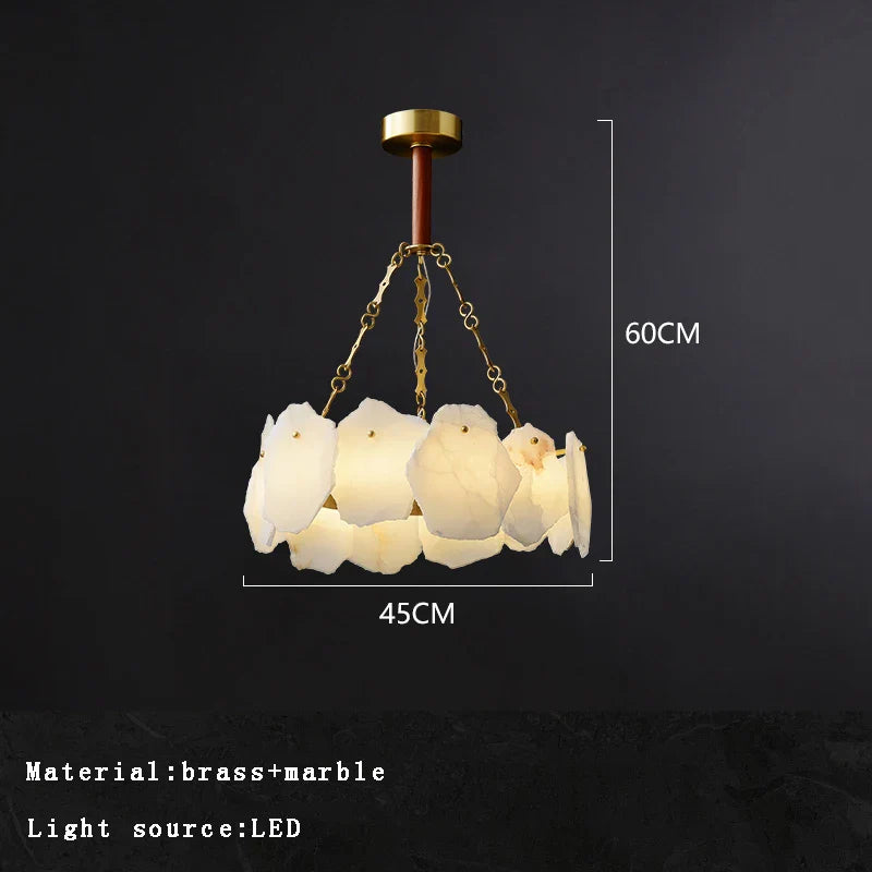 Afralia™ Brass Marble Ceiling Chandelier: Modern Living Room Dining Table Hanging Lamp