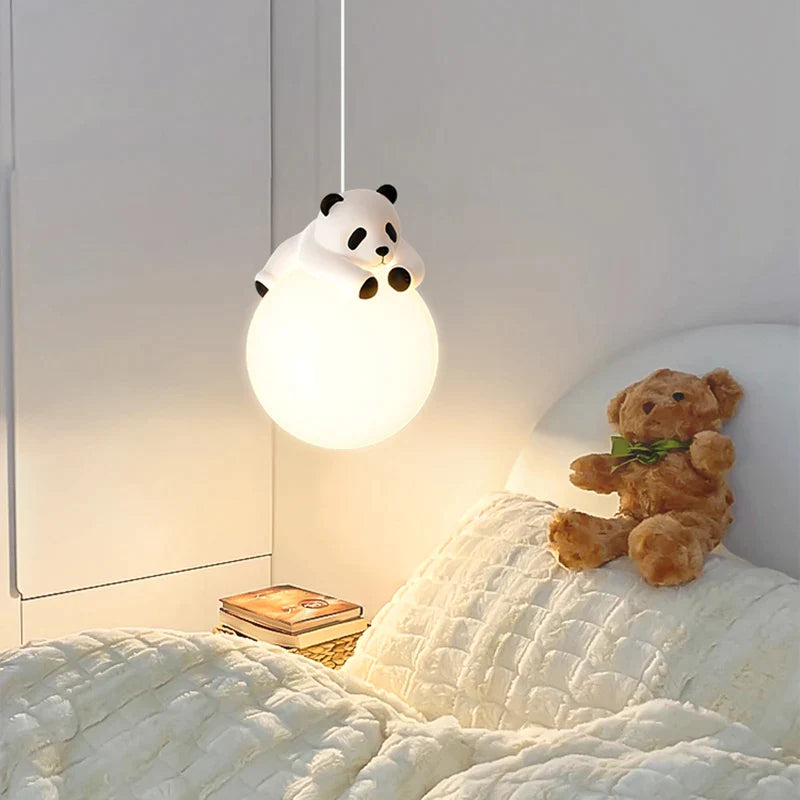 Afralia™ Panda Pendant Lamps: Children's Room Hanging Light, Kids Nursery Chandelier