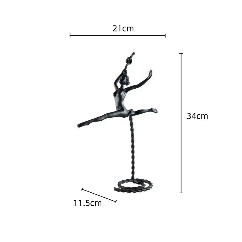 "Afralia™ Ballerina Dancer Sculpture - Abstract Metal Handicraft Figurine for Room Decor"