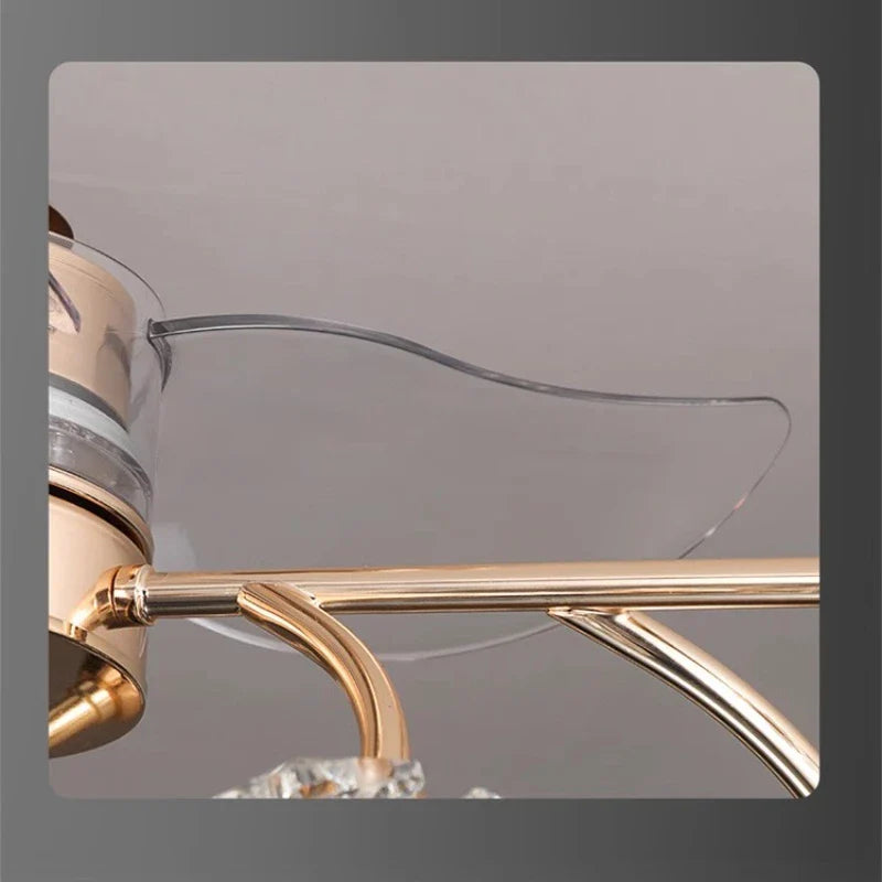 Afralia™ Crystal Chandelier Ceiling Fan with LED Light and Retractable Blades