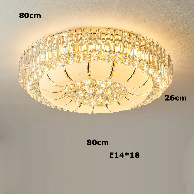Afralia™ Gold Chrome Crystal LED Ceiling Chandelier for Living Room