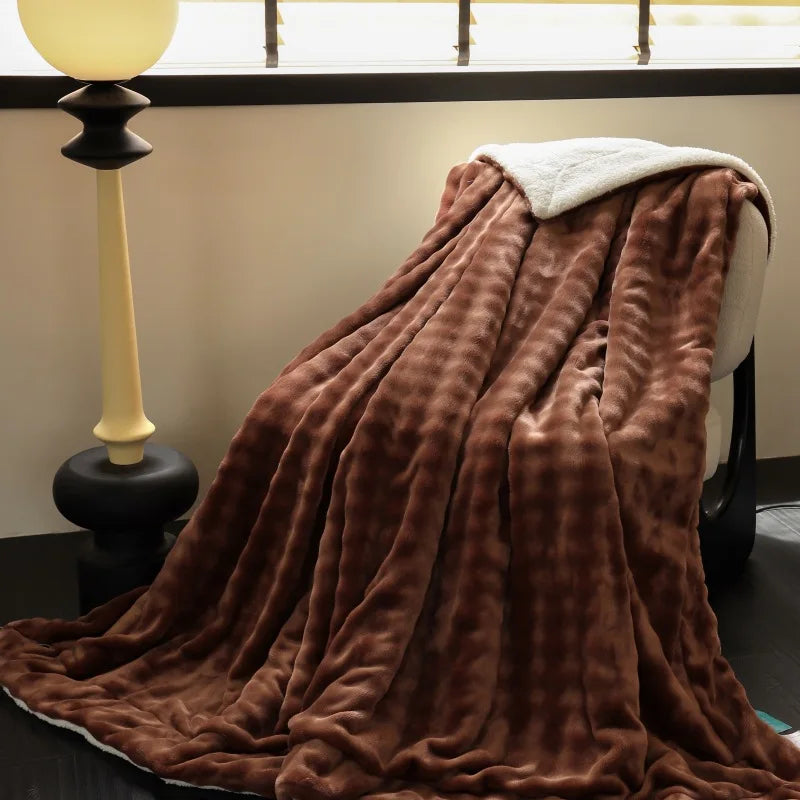 Afralia™ Flannel & Lamb Wool Blanket: Versatile, Thick for Autumn & Winter.