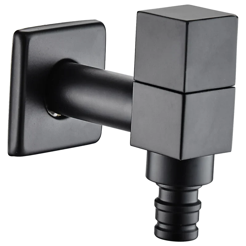 Afralia™ Black Wall Mount Washing Machine Tap - Garden Outdoor Bathroom Water Faucet