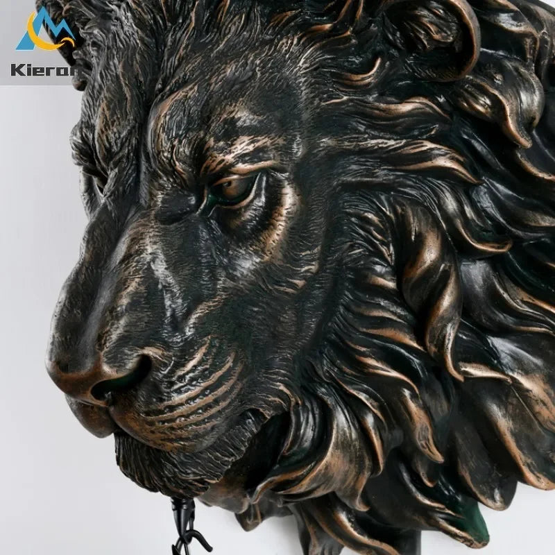 Afralia™ Lion Head Crystal Led Wall Lamp for Bedroom, Ktv, Living Room, Resin Wall Light