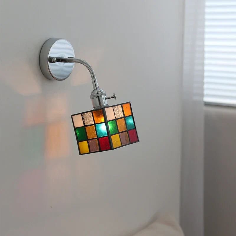 Afralia™ Modern Colorful Glass Wall Sconce with Pull Chain and Flexible Arm