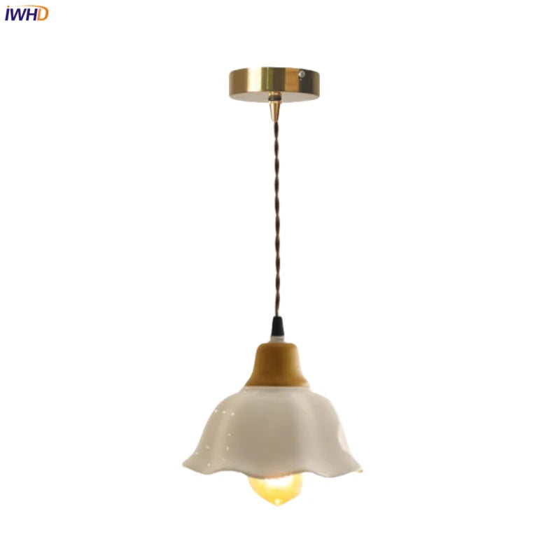 Afralia™ Ceramic LED Pendant: Japanese Vintage Hanging Lamp for Cafe, Bar, Bedroom.