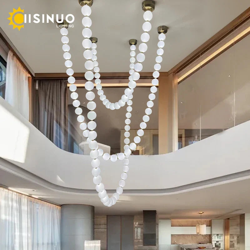 Afralia™ Pear Necklace Chandelier: Luxury Pendant Light Fixture for Living & Dining Rooms