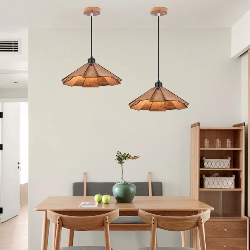 Afralia™ Retro Wooden Pendant Light