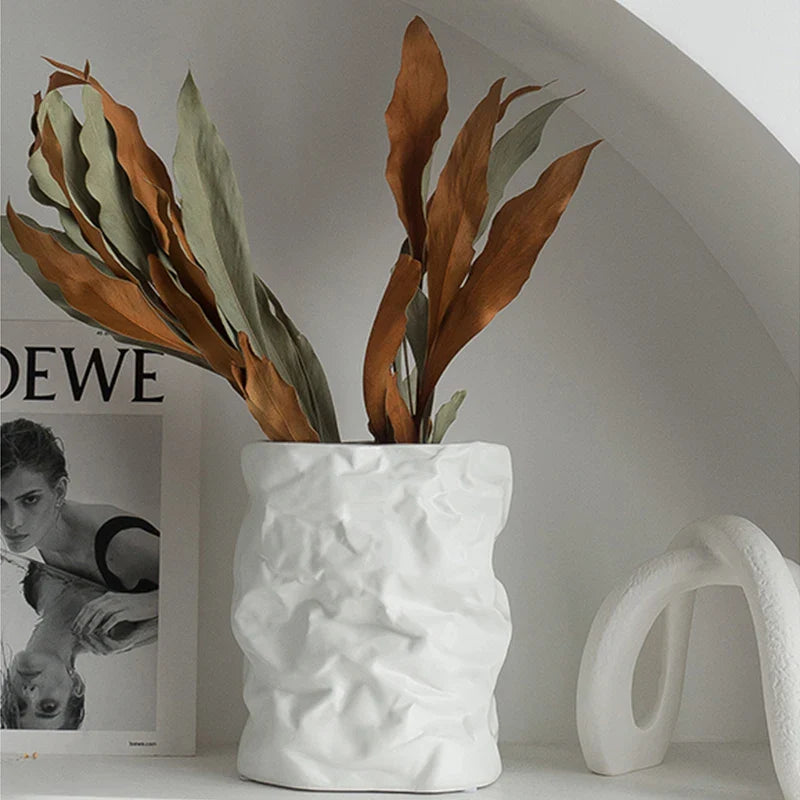 Afralia™ Nordic Paper Bag Vase: Stylish Flower Pot for Home Decor and Desk Ornaments