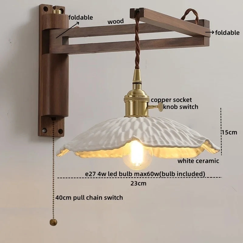 Afralia™ Walnut Copper LED Wall Lights - Modern Bedroom Balcony Living Room Decor