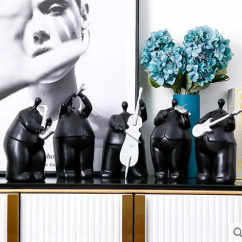 Afralia™ Human Figure Sculpture Musical Instrument Band Character Home Decoration