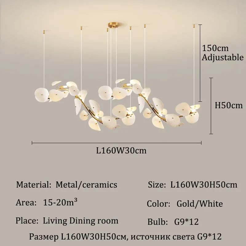 Afralia™ Luxury Ceramics Pendant Ceiling Chandelier LED Dining Table Light