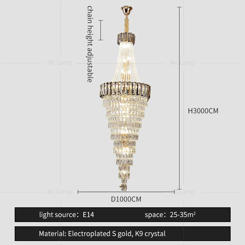 Afralia™ Crystal Chandelier: High-End Duplex & Spiral Staircase Light for Luxury Living Spaces