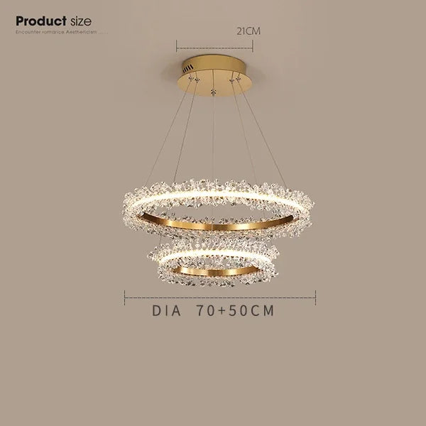Afralia™ Gold Crystal Ring Chandelier for Living Room and Restaurant Décor