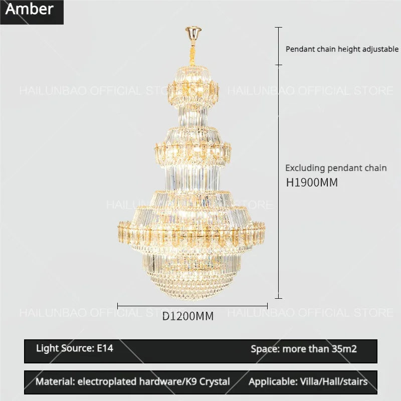 Afralia™ Crystal Chandelier: Villa High Living Room Luxury Lighting