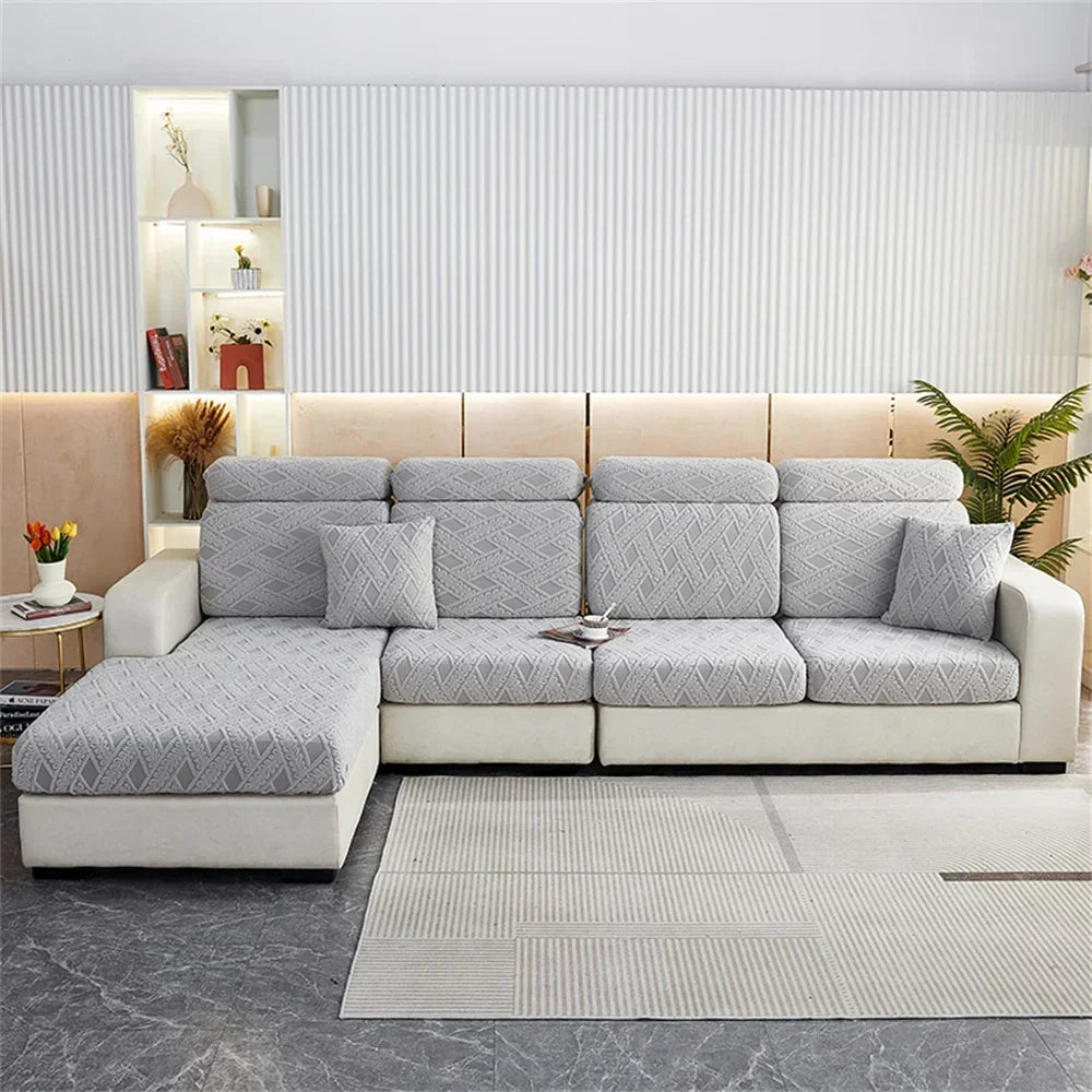 Afralia™ Jacquard Velvet Sofa Seat Covers: Luxury Polar Fleece Stretch Protector