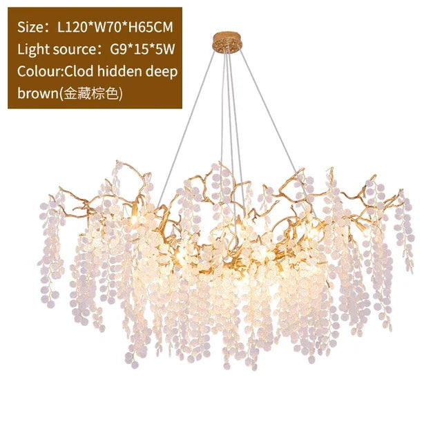 Afralia™ Grapes Crystal Chandelier: Luxury Golden Copper Pendant Light for Living Room Bedroom
