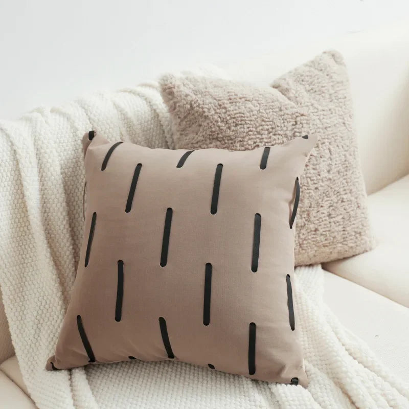 Afralia™ Nordic Oatmeal Luxury Jacquard Cushion Cover 50*50 Geometric Modern Decor Pillow