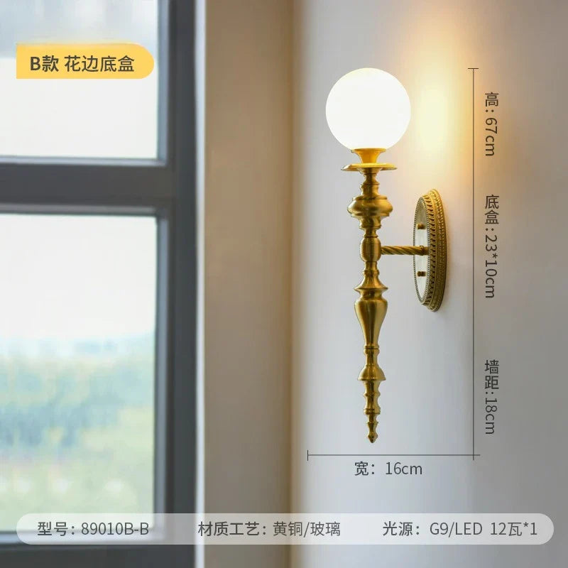 Afralia™ Medieval Copper Wall Lamp LED G9 Gold Lustre Vintage for Bedroom Living Room