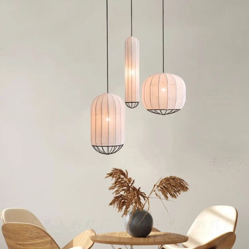 Afralia™ Nordic Fabric Pendant Light LED Minimalism Luminarias Bar Bedroom Lamp