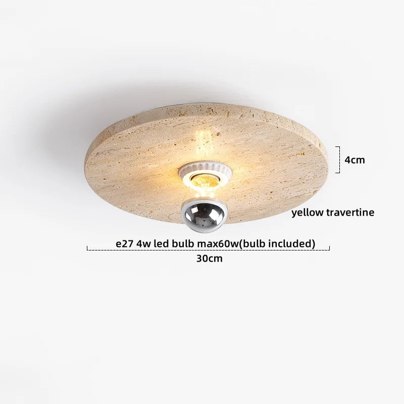 Afralia™ White Glass LED Ceiling Light Fixture Modern Yellow Stone Wood Base Nordic Design