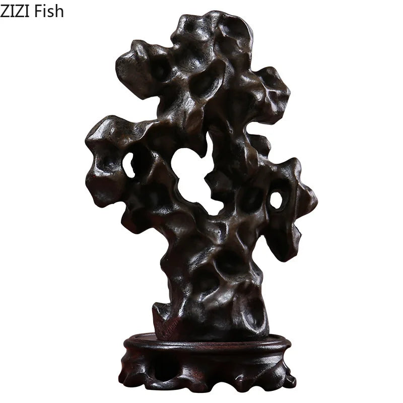 Afralia™ Taihu Stone Rockery Sculpture Desk Ornament Modern Home Decor