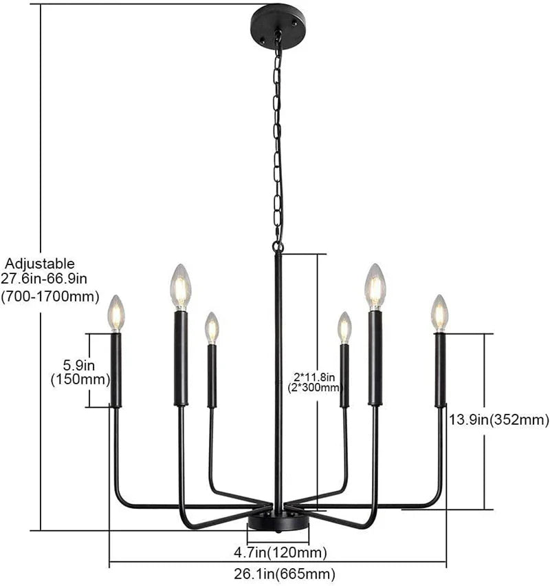 Afralia™ LED Gold & Black Candle Chandelier: Modern American Living Room Hanging Light