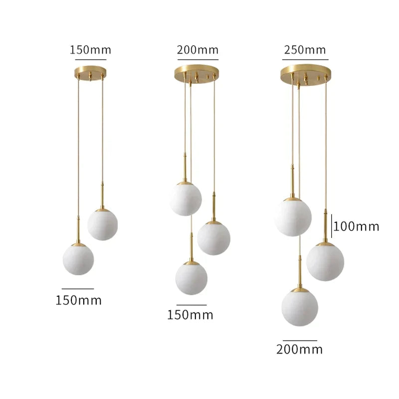 Afralia™ LED Glass Ball Chandelier: Modern Nordic Lights for Dining Room, Restaurant, Bar