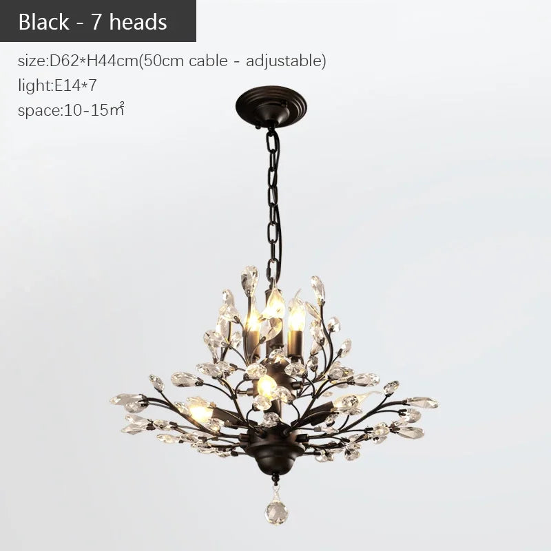 Afralia™ Nordic Crystal Chandelier: Retro Candle LED Pendant Lamps for Living Room