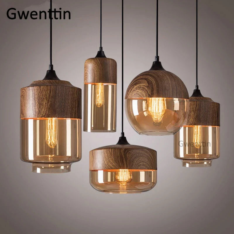 Afralia™ Vintage Industrial Glass Pendant Lights Kitchen Lighting
