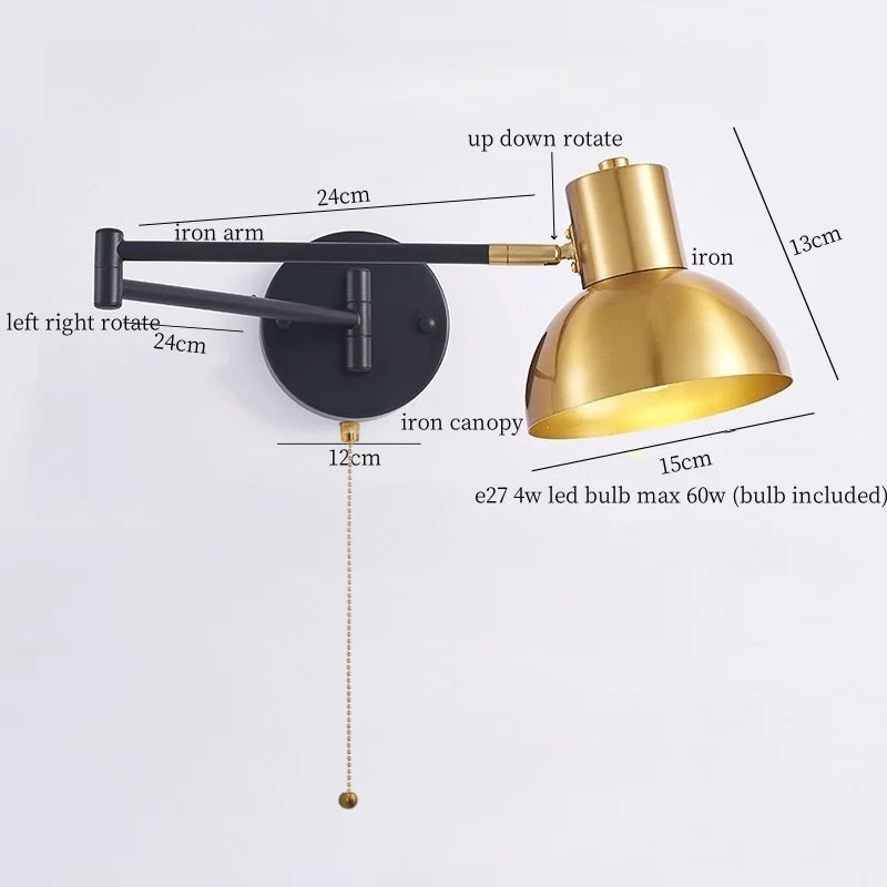 Afralia™ Swing Arm LED Wall Light for Bedroom Kitchen Living Room Mirror Bedside Lamp