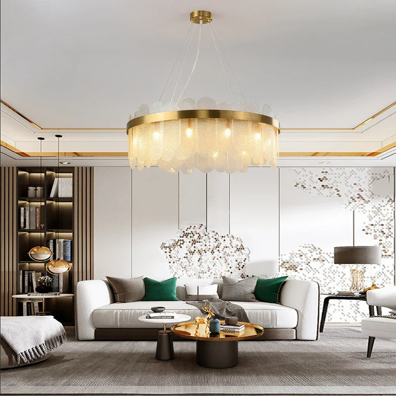 Afralia™ Glass Pendant Chandelier for Ceiling: Elegant LED Lighting for Bedroom and Home Decor