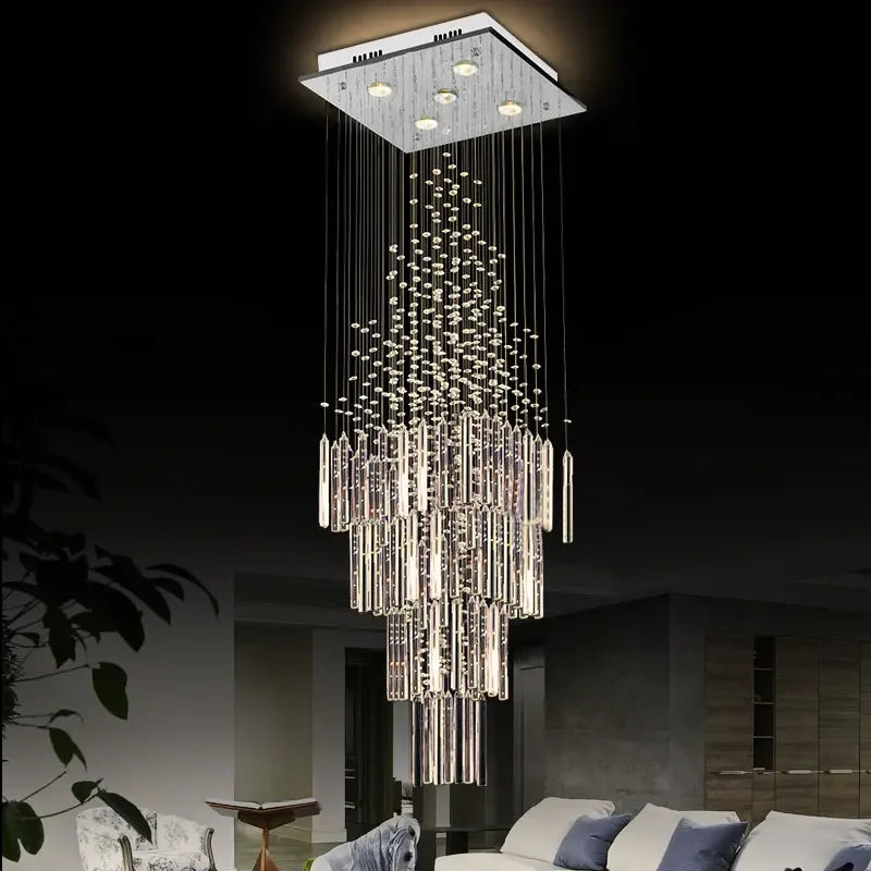 Afralia™ Crystal Ceiling Chandelier Modern Living Room Lighting Fixture Loft Staircase Lustre