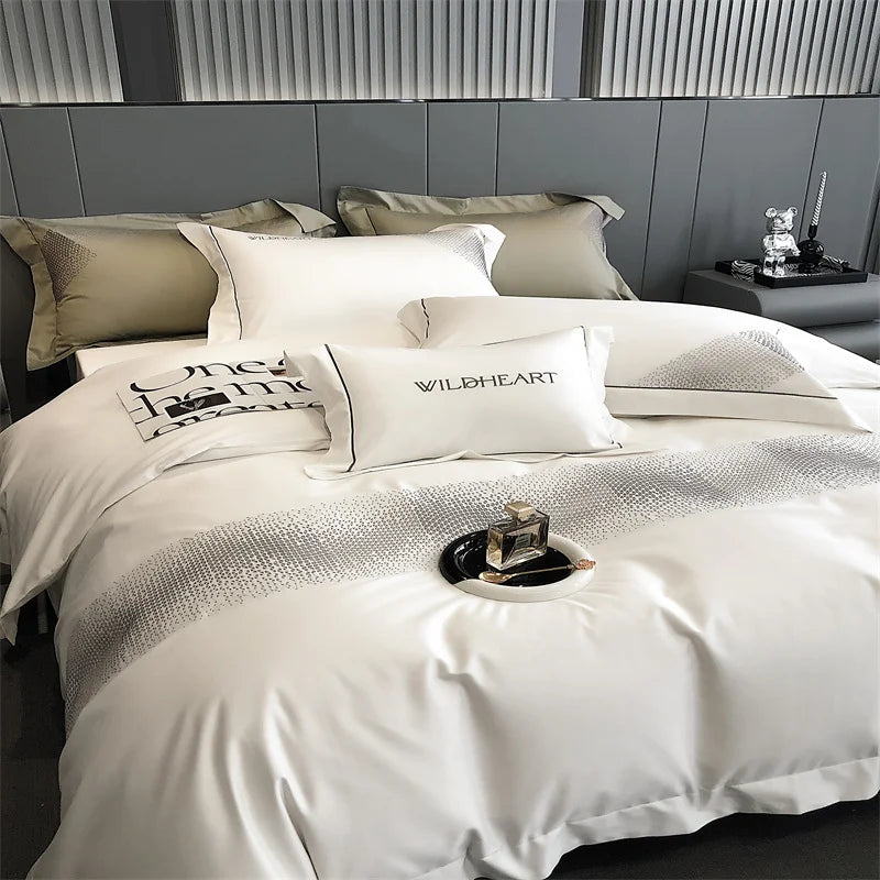 Afralia™ Luxury Embroidery 1000TC Egyptian Cotton Bedding Set for King/Queen Bed Sizes