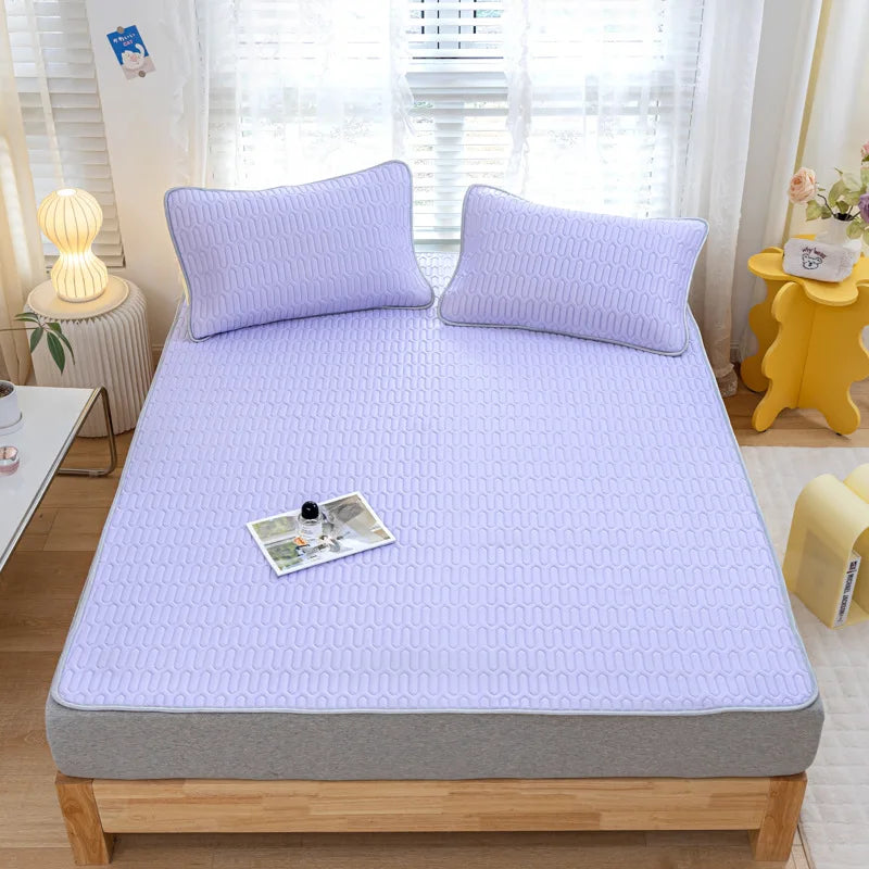 Afralia™ Cooling Latex Summer Mat Set with Rayon Quilted Sheet & Pillowcase