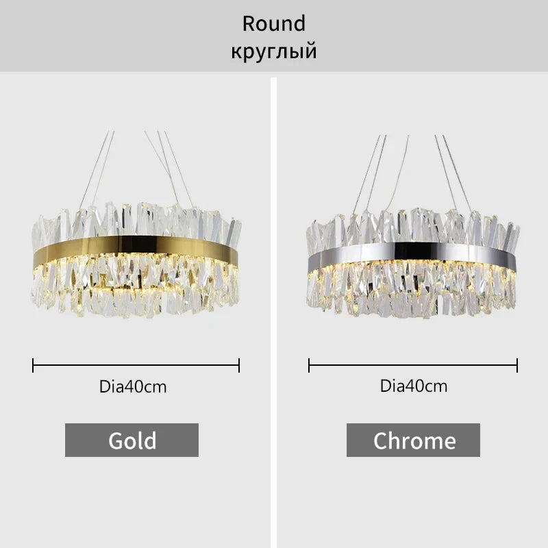 Afralia™ Crystal LED Chrome Pendant Chandelier for Kitchen Dining Living Room