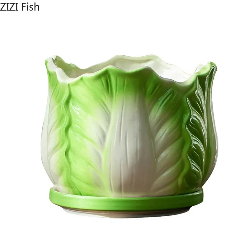 Afralia™ Chinese Cabbage Ceramic Vase: Table Decoration, Flowers Arrangement, Room Aesthetic Decor
