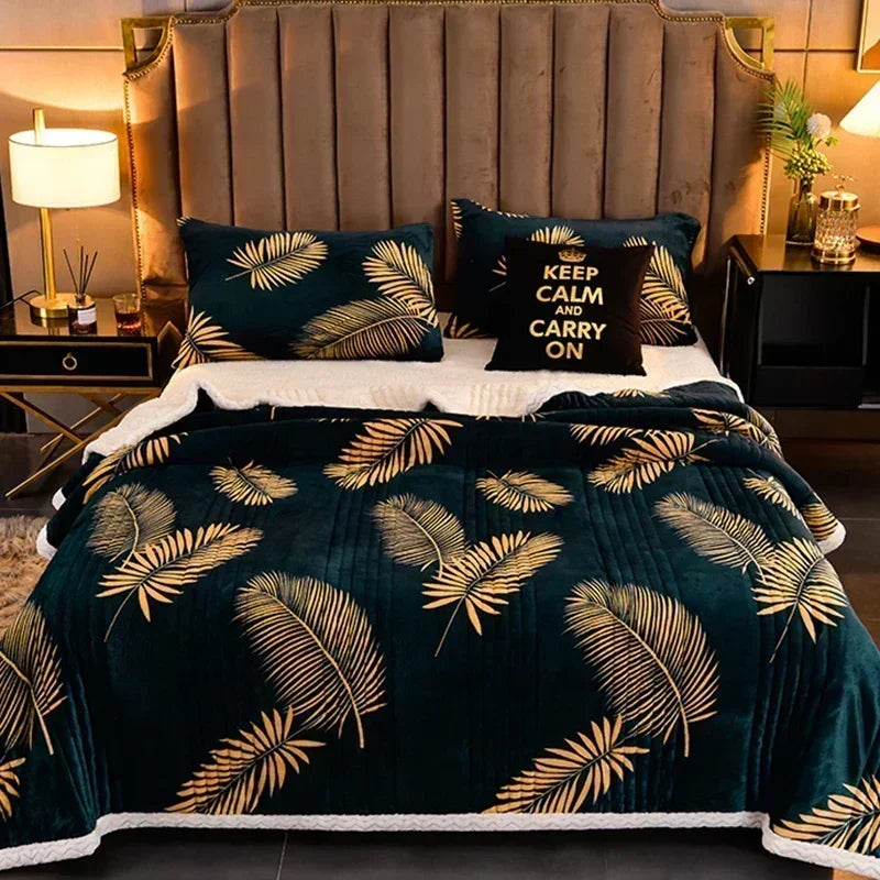 Afralia™ Soft Fluffy Winter Blanket Thicken Lamb's Wool Sofa Bed Throw in Milk Velvet