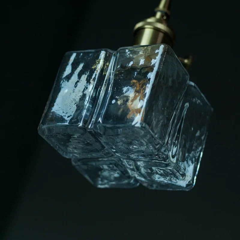 Afralia™ Small Glass LED Pendant Lights Japanese Vintage Hanging Lamp