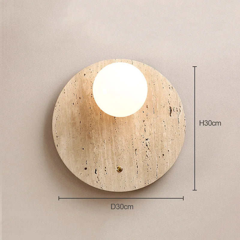 Afralia™ Travertine Stone Sconce with Glass Ball G9