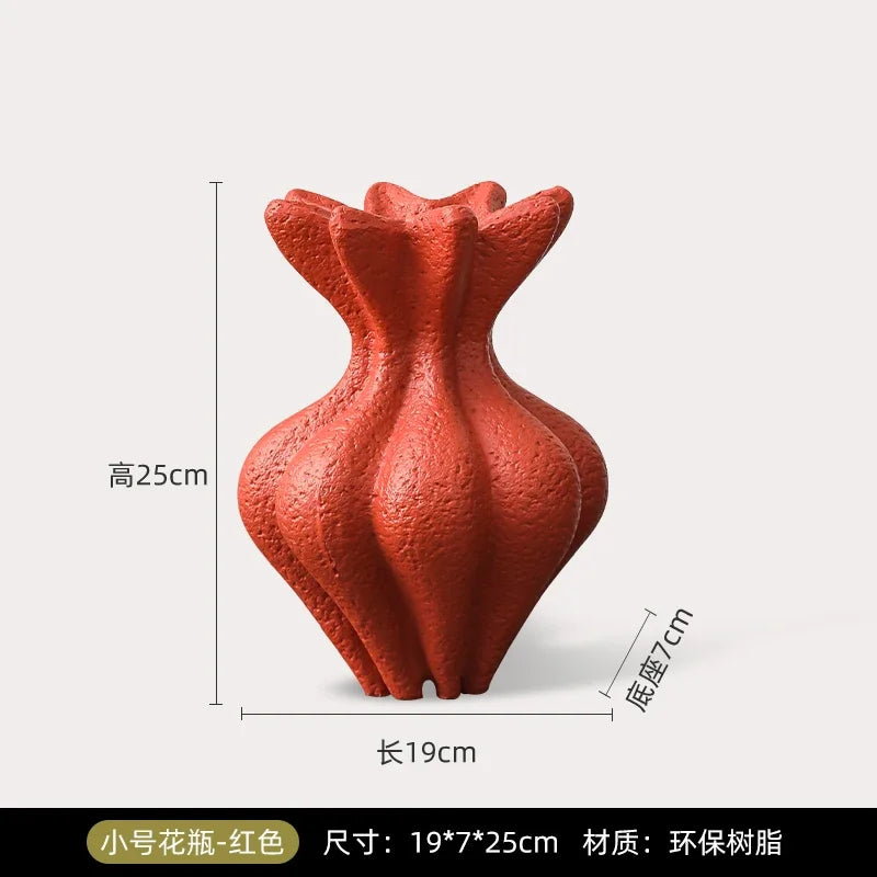 Afralia™ White Vase Resin Handicraft Abstract Ornament for Room Decoration