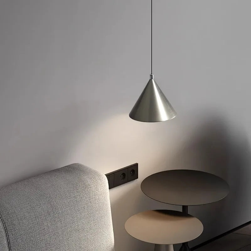 Afralia™ Minimalist Bedroom Pendant Light | Creative Conical Bar Entrance Hanging Line Light