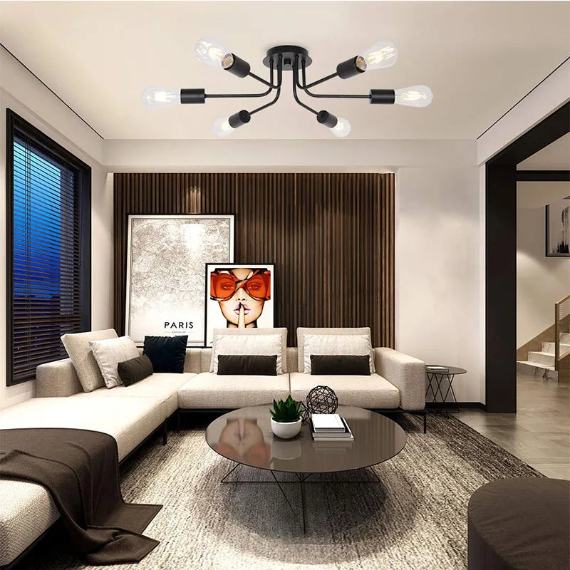 Afralia™ Sputnik Chandelier Semi-embedded Ceiling Lamp Modern Nordic Home Lighting Fixtures