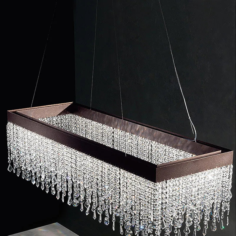 Afralia™ Steel LED Pendant Lights with Dimmable K9 Crystals - Luxurious Hanging Lamp