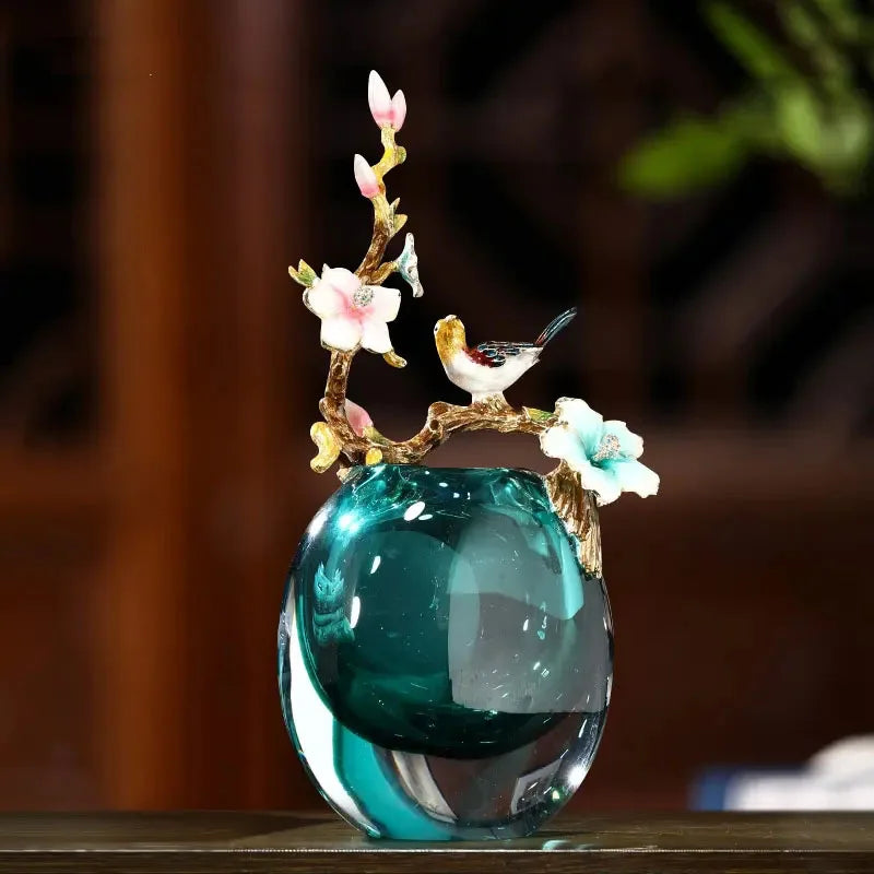 Afralia™ Enamel Small Ornaments & Glass Vases: New Chinese Style Home Decor for Living Room
