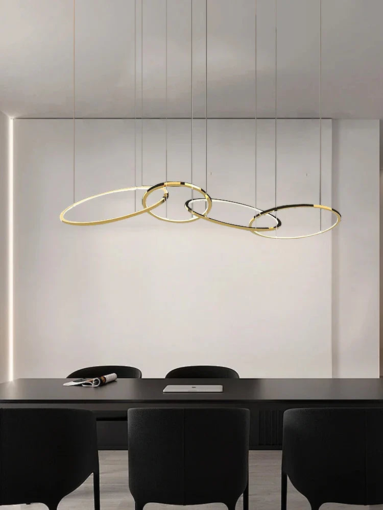 Afralia™ Gold Round Ceiling Chandelier - Elegant Dining Room Hanging Lamp