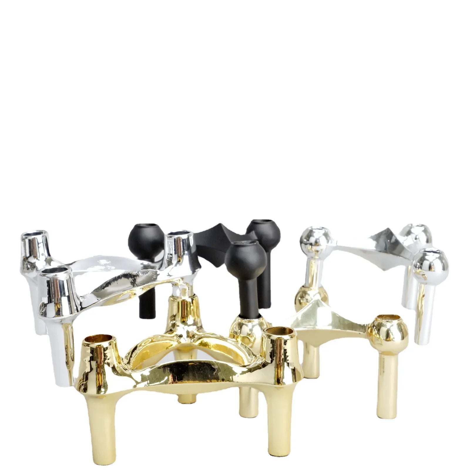 Afralia™ Triangle Candle Holder Golden Candelabrum Wedding Centerpiece